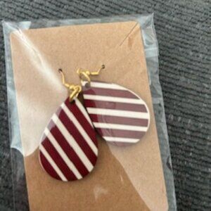 Red & White Striped Teardrop Earrings - NWT (1/$10 or 2/$15)